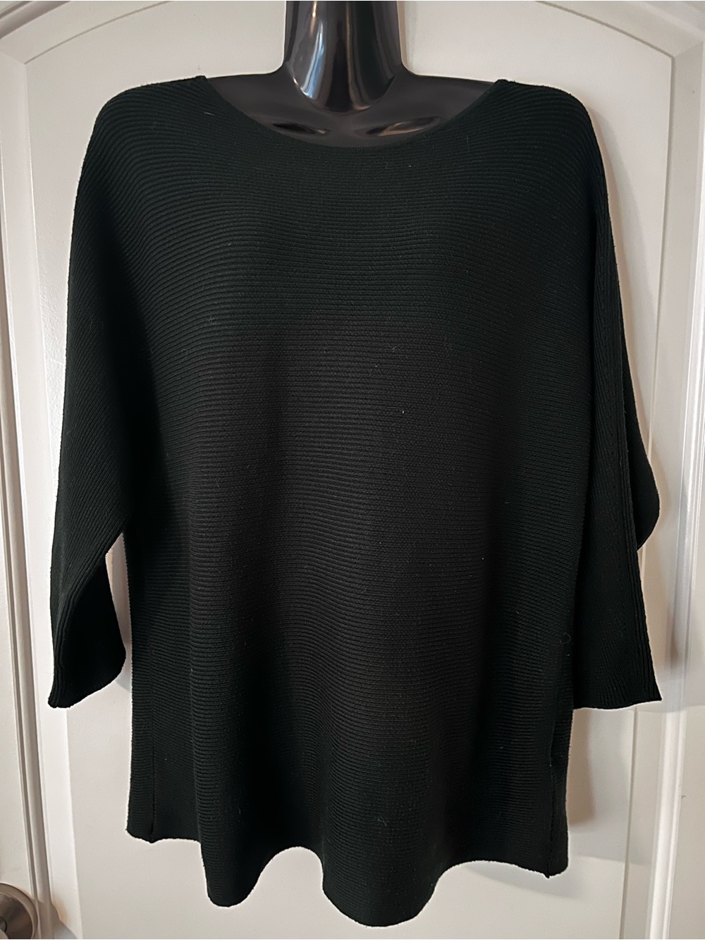 H&M Dark Green Ribbed Knit Boat Neck Sweater